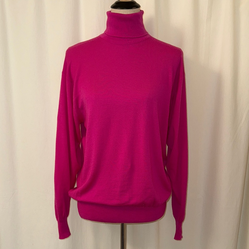 Vintage Ballantyne Vibrant Pink Turtleneck Sweater SZ 8